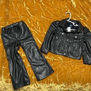 Baby Gap 3T Faux Leather Jacket and Pants Outfit!
